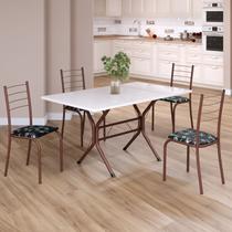Conjunto Sala de Jantar Mesa Retangular 120x75cm Tampo Madeira Mdp White 4 Cadeiras Rio Conjunto Sala de Jantar Mesa Retangular 120x75cm Tampo Madeira Mdp White 4 Cadeiras Rio