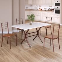 Conjunto Sala de Jantar Mesa Retangular 120x75cm Tampo Madeira Mdp White 4 Cadeiras Rio Conjunto Sala de Jantar Mesa Retangular 120x75cm Tampo Madeira Mdp White 4 Cadeiras Rio