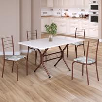 Conjunto Sala de Jantar Mesa Retangular 120x75cm Tampo Madeira Mdp White 4 Cadeiras Rio