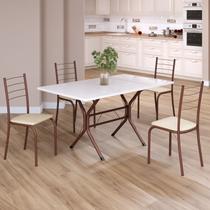 Conjunto Sala de Jantar Mesa Retangular 120x75cm Tampo Madeira Mdp White 4 Cadeiras Rio