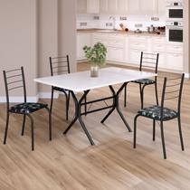 Conjunto Sala de Jantar Mesa Retangular 120x75cm Tampo Madeira Mdp White 4 Cadeiras Rio