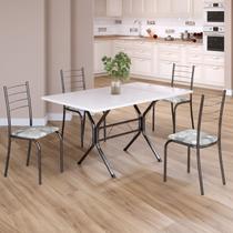 Conjunto Sala de Jantar Mesa Retangular 120x75cm Tampo Madeira Mdp White 4 Cadeiras Rio Conjunto Sala de Jantar Mesa Retangular 120x75cm Tampo Madeira Mdp White 4 Cadeiras Rio