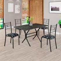 Conjunto Sala de Jantar Mesa Retangular 120x75cm Tampo Pedra Ardósia Indiana 4 Cadeiras Paraty Conjunto Sala de Jantar Mesa Retangular 120x75cm Tampo Pedra Ardósia Indiana 4 Cadeiras Paraty