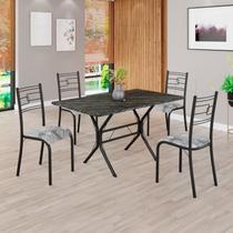 Conjunto Sala de Jantar Mesa Retangular 120x75cm Tampo Pedra Ardósia Indiana 4 Cadeiras Paraty Conjunto Sala de Jantar Mesa Retangular 120x75cm Tampo Pedra Ardósia Indiana 4 Cadeiras Paraty