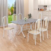 Conjunto Sala de Jantar Mesa Retangular 140x75cm Tampo Granito Ocre 6 Cadeiras Linda Yescasa Conjunto Sala de Jantar Mesa Retangular 140x75cm Tampo Granito Ocre 6 Cadeiras Linda Yescasa