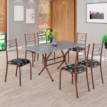 Conjunto Sala de Jantar Mesa Retangular 140x75cm Tampo Granito Ocre 6 Cadeiras Paraty Conjunto Sala de Jantar Mesa Retangular 140x75cm Tampo Granito Ocre 6 Cadeiras Paraty