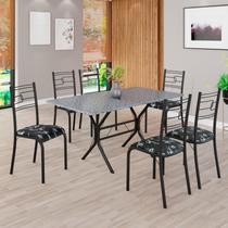 Conjunto Sala de Jantar Mesa Retangular 140x75cm Tampo Granito Ocre 6 Cadeiras Paraty Conjunto Sala de Jantar Mesa Retangular 140x75cm Tampo Granito Ocre 6 Cadeiras Paraty