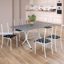 Conjunto Sala de Jantar Mesa Retangular 140x75cm Tampo Granito Ocre 6 Cadeiras Rio Conjunto Sala de Jantar Mesa Retangular 140x75cm Tampo Granito Ocre 6 Cadeiras Rio