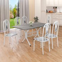Conjunto Sala de Jantar Mesa Retangular 140x75cm Tampo Granito Topázio 6 Cadeiras Linda Yescasa Branco/Paraopeba Conjunto Sala de Jantar Mesa Retangular 140x75cm Tampo Granito Topázio 6 Cadeiras Linda Yescasa Branco/Paraopeba