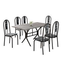 Conjunto Sala de Jantar Mesa Retangular 140x75cm Tampo Granito Topázio 6 Cadeiras Linda Yescasa