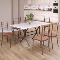 Conjunto Sala de Jantar Mesa Retangular 140x75cm Tampo Madeira Mdp 6 Cadeiras Rio