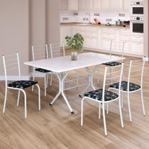 Conjunto Sala de Jantar Mesa Retangular 140x75cm Tampo Madeira Mdp 6 Cadeiras Rio Conjunto Sala de Jantar Mesa Retangular 140x75cm Tampo Madeira Mdp 6 Cadeiras Rio