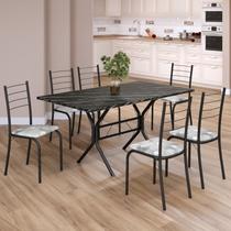 Conjunto Sala de Jantar Mesa Retangular 140x75cm Tampo Madeira Mdp Indiana 6 Cadeiras Rio Conjunto Sala de Jantar Mesa Retangular 140x75cm Tampo Madeira Mdp Indiana 6 Cadeiras Rio