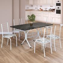 Conjunto Sala de Jantar Mesa Retangular 140x75cm Tampo Madeira Mdp Indiana 6 Cadeiras Rio