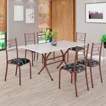 Conjunto Sala de Jantar Mesa Retangular 140x75cm Tampo Madeira Mdp Off White 6 Cadeiras Paraty Conjunto Sala de Jantar Mesa Retangular 140x75cm Tampo Madeira Mdp Off White 6 Cadeiras Paraty