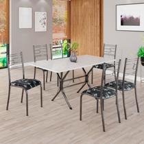 Conjunto Sala de Jantar Mesa Retangular 140x75cm Tampo Madeira Mdp Off White 6 Cadeiras Paraty