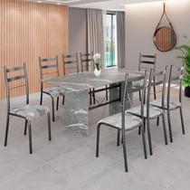 Conjunto Sala de Jantar Mesa Retangular 180x75cm Tampo Granito Topázio 8 Cadeiras Marselha Conjunto Sala de Jantar Mesa Retangular 180x75cm Tampo Granito Topázio 8 Cadeiras Marselha