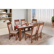 Conjunto Sala de Jantar Mesa Retangular Giovana com 6 Cadeiras Priscilla - Móveis São Carlos Conjunto Sala de Jantar Mesa Retangular Giovana com 6 Cadeiras Priscilla - Móveis São Carlos