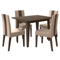 Conjunto Sala de Jantar Mesa Retangular Kate 120cm com 4 Cadeiras Linea Amêndoa/Marfim - Poliman