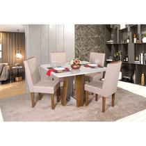 Conjunto Sala de Jantar Mesa Retangular Laís com 4 Cadeiras Helena com Apliques Conjunto Sala de Jantar Mesa Retangular Laís com 4 Cadeiras Helena com Apliques