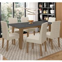 Conjunto Sala de Jantar Mesa Retangular Liz com Vidro 160cm 6 Cadeiras Josi