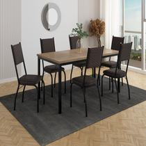 Conjunto Sala de Jantar Mesa Retangular Tampo BP com 6 Cadeiras Adriana