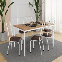 Conjunto Sala de Jantar Mesa Retangular Tampo BP com 6 Cadeiras Adriana Conjunto Sala de Jantar Mesa Retangular Tampo BP com 6 Cadeiras Adriana