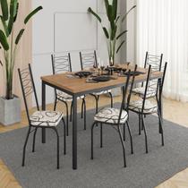 Conjunto Sala de Jantar Mesa Retangular Tampo BP com 6 Cadeiras Adriana