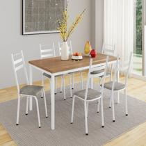 Conjunto Sala de Jantar Mesa Retangular Tampo BP com 6 Cadeiras Adriana