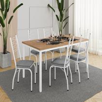 Conjunto Sala de Jantar Mesa Retangular Tampo BP com 6 Cadeiras Adriana