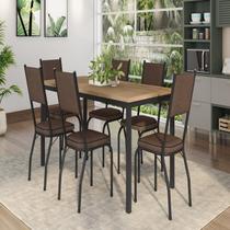 Conjunto Sala de Jantar Mesa Retangular Tampo BP com 6 Cadeiras Adriana