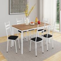 Conjunto Sala de Jantar Mesa Retangular Tampo BP com 6 Cadeiras Adriana