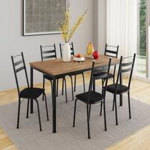Conjunto Sala de Jantar Mesa Retangular Tampo BP com 6 Cadeiras Adriana Preto/Demolição