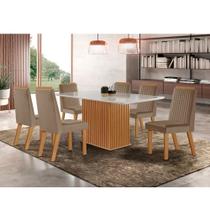 Conjunto Sala de Jantar Mesa Riviera com Tampo de Vidro 180cm e 6 Cadeiras Riviera LJ Móveis Conjunto Sala de Jantar Mesa Riviera com Tampo de Vidro 180cm e 6 Cadeiras Riviera LJ Móveis