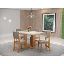 Conjunto Sala de Jantar Mesa Romantic com 4 Cadeiras Sol Bege/Mel/Blonde/Cinza