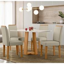 Conjunto Sala de Jantar Mesa Rubi 1,20m com 4 Cadeiras Ana Ypê/Off White/Ja01 - New Ceval Conjunto Sala de Jantar Mesa Rubi 1,20m com 4 Cadeiras Ana Ypê/Off White/Ja01 - New Ceval