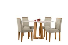 Conjunto Sala de Jantar Mesa Rubi 120X80 4 Cadeiras Ana Ype/Off White/Veludo Nude