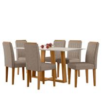 Conjunto Sala de Jantar Mesa Rubi 160X90 6 Cadeiras Ana Ype/Off White/Suede Marrom