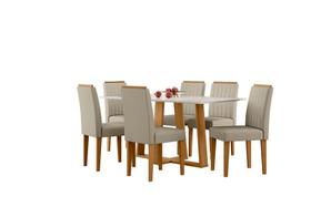 Conjunto Sala de Jantar Mesa Rubi 160X90 6 Cadeiras Ana Ype/Off White/Veludo Nude Conjunto Sala de Jantar Mesa Rubi 160X90 6 Cadeiras Ana Ype/Off White/Veludo Nude