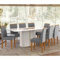 Conjunto Sala de Jantar Mesa Serena 1,80m com 8 Cadeiras Cecilia Off White/Friso Ypê/Al07 - New Ceval Conjunto Sala de Jantar Mesa Serena 1,80m com 8 Cadeiras Cecilia Off White/Friso Ypê/Al07 - New Ceval