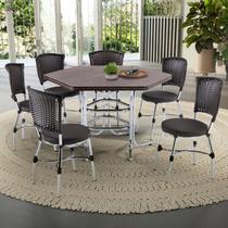 Conjunto Sala de Jantar Mesa Sextavada com 6 Cadeiras Brastubo Conjunto Sala de Jantar Mesa Sextavada com 6 Cadeiras Brastubo