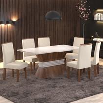 Conjunto Sala de Jantar Mesa Split 160x80cm Tampo MDP com 6 Cadeiras Iza Viero