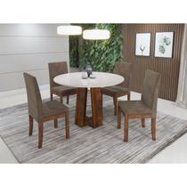 Conjunto Sala de Jantar Mesa Styllo Redonda 100cm com 4 Cadeiras Verona Sonetto Móveis