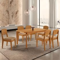 Conjunto Sala de Jantar Mesa Tampo 180cm Canto Copo de Mdf e 6 Cadeiras Dublin Cleo Yescasa