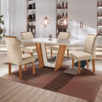 Conjunto Sala de Jantar Mesa Tampo Dakota Plus Vidro 120x80cm com 4 Cadeiras Luisa Yescasa Conjunto Sala de Jantar Mesa Tampo Dakota Plus Vidro 120x80cm com 4 Cadeiras Luisa Yescasa