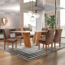 Conjunto Sala de Jantar Mesa Tampo Dakota Plus Vidro 160x80cm com 6 Cadeiras Luisa Yescasa