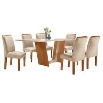 Conjunto Sala de Jantar Mesa Tampo Dakota Plus Vidro 160x80cm com 6 Cadeiras Luisa Yescasa