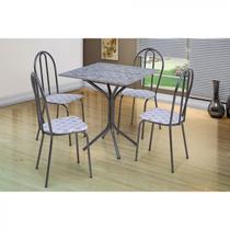 Conjunto Sala de Jantar Mesa Tampo de Granito Quadrada com 4 Cadeiras Bruna
