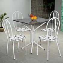 Conjunto Sala de Jantar Mesa Tampo de Granito Quadrada com 4 Cadeiras Thais Conjunto Sala de Jantar Mesa Tampo de Granito Quadrada com 4 Cadeiras Thais