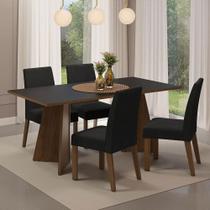 Conjunto Sala de Jantar Mesa Tampo de Madeira 4 Cadeiras April Madesa